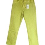 Mango NWT MNG Highwaist straight cropped jeans LIME GREEN Photo 6