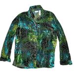 White Stag Vintage burnout print blouse button Animal Print metallic fairy whimsy small Photo 0