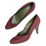 Christian Dior Vintage Suede Pumps Embossed Snakeskin Maroon Leather Heel 7.5 AA Photo 0