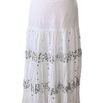 Sharagano  Classic White Cotton Sequined Maxi Skirt Photo 7