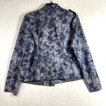 Solitaire NWT Medium Jacket Cardigan Blue Printed Faux Suede Moto Waterfall Cute Photo 4