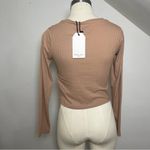 Brave Soul  Taupe Ribbed Cut-Out Long Sleeve Top | Size S NWT‎ Photo 4