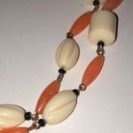 Vintage Resin Beaded Orange & Off White Boho Necklace Photo 2