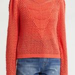 Joie  Lala Puff Sleeve Crochet Open Knit Sweater in Jungle Green, Size S, NWOT Photo 2