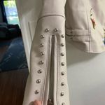 Beautiful leather and embroidered jacket Cream women’s size s Photo 6