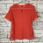 Akris Punto Shirt Size 8 Short Sleeve Sheer Top Blouse Eyelet Orange Open Weave Photo 3