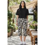 CHAPS Black & White Floral Cropped Ankle Pants Size 10 Photo 12