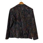 Vintage Script Blazer Size 12 Multicolor Paisley Print Velvet Boho Regal Baroque Black Photo 3