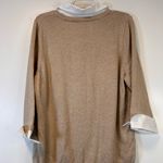 Notations  Tan Owl Print Sweater Faux Collar Cuff Knit Long Sleeve Women’s 1X Photo 3