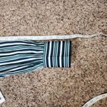 Free People  Womens Striped Button Up Shirt Natural Size Medium Blue Photo 7