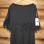 Mac Duggal 11787 Quarter Sleeve Crystal Neck Feather Detail Dress Photo 11