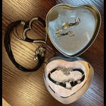 Brighton  Black Cord Strand‎ Silver Heritage Heart Necklace Bracelet Earrings Set Photo 6