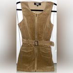 REWASH  Womens Full Zip Belted Brown Dress Removable Belt, Flap Patch Pockets S Photo 2