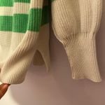 Aerie NWOT Green White Stripe Quarter Zip Pullover Sweater Cotton Women Small Photo 5