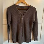 American Eagle  Brown Tie Up Sweater Waffle Knit Size Medium Photo 0