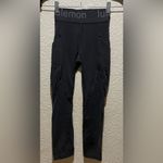 Lululemon  Logo Waistband High Rise Training Crop Graphite Grey Size 2  Pockets Photo 6