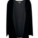 Vintage Black Velvet Velour Open Front Formal Cardigan Sweater Gothic Witchy OS Size undefined Photo 0