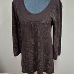 J.Jill Brown Cream Merino Wool Alpaca Blend Long Sleeve Sweater Small Top Knit Photo 0
