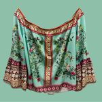 Umgee  Floral Off-Shoulder Blouse - Teal and Pink Photo 3