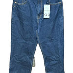 ZARA  Cropped ZW Premium Straight Leg Dark Wash Jeans‎ Blue Size US 12 Photo 0