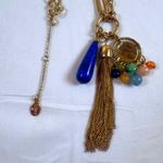 Loft  Gold Tone Multi Charm Long Beaded Tassel Layered Fashion Necklace Photo 1