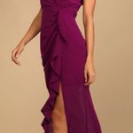 Lulus  For Us to Dance Magenta Swiss Dot Ruffled Midi Dress Size S NWT Photo 0