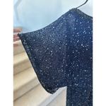 Patra Navy Beaded Silk Draped Scoop Neck Cocktail Dress Blue Size 20W Photo 4