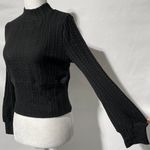Band Of The Free New Cable Ribbed Knit Mock Neck Sweater Raquel Black Size Large Photo 5