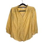 LC Lauren Conrad Yellow & White Floral Print Ruffle Button Top Photo 0