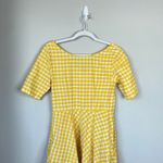 Eshakti Gingham Print Yellow Cotton Midi Dress Size 8 Medium Tea Length Photo 6