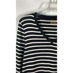 Jones New York  Womens Striped Neck Pullover Sweater Black And White Medium Photo 2