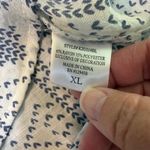 Como vintage White Blue Print Flutter Sleeve Top Womens XL Boho Cottage Photo 2