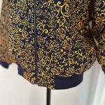 Jones New York Sz: M Bomber Jacket Gold Scroll-like All Over Abstract Pattern. Photo 9