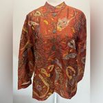 Chico's Chico’s 100% Silk Copper Orange Jacket w Metallic Appliqués Beading & Sequins Photo 3