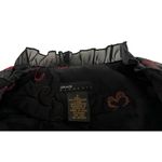Grace Elements Womens  Black Quilted Red Floral Embroidered Jacket Ruffle Trim 8 Photo 4