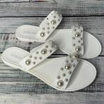 Olivia Miller  White Pearl Slide Sandals Womens 9 Photo 0