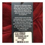 True Religion  NWT Ox Blood Distressed Studded Boyfriend Sweatshirt XS Photo 14