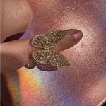 Vintage Havana Adjustable gold butterfly ring with pave details Photo 2