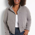 Lane Bryant Plus Size Gray Snap Front Drawstring Bomber Jacket Women's 18/20 Photo 0