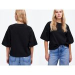 Madewell  | NWT | Puff-Sleeve Sweatshirt Tee in Jet Black | Sz XXS Photo 1