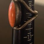 Vintage Pink Coral Taxco Mexico Sterling Silver Ring | 10 Orange Photo 3