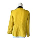 NWT Mustard Yellow Faux Leather Collar One Button Blazer SZ Photo 3