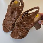 LC Lauren Conrad Braided Woven Design Stacked Heel Sling Back Brown Heel Size 7 Photo 2