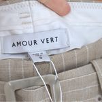 Amour Vert NEW Pleated Trouser Shorts Belted Neutral Cream Stripe Women's 0 Photo 8