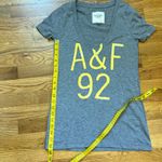 Abercrombie & Fitch Women’s Small Gray Yellow Decal A&F 92 V-neck T-shirt Top Photo 2
