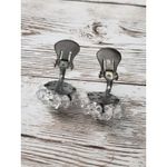 Vintage Clip On Earrings Small Clear Iridescent Bead Cluster 0.75" Photo 2