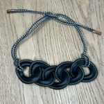 Salvatore Ferragamo  Statement Necklace Leather Chain Western Braided Navy Photo 1