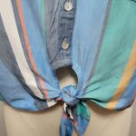 Buckle PATRONS OF PEACE Multicolored Stripe Tie Front Crop Top Size Medium Photo 3