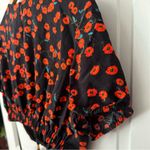 STAUD NEW! Calypso Poppy Cut Out Black Red Midi Floral Print Dress Size L Photo 10