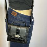 Brighton  Black Vintage Leather Croc Crossbody‎ Convertible Belt Wallet Bag Photo 3